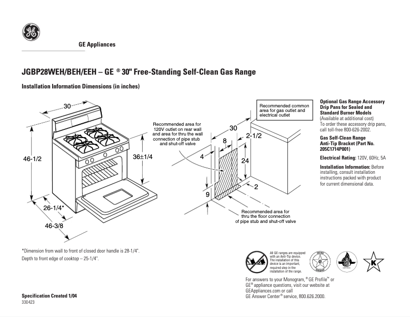 Image de la première page du manuel de l'appareil JGBP28EEHBB
