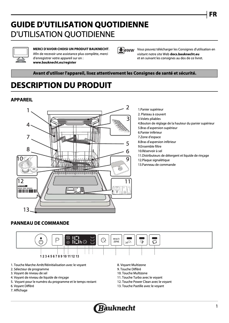 Page 1 de la notice Mode d'emploi Bauknecht BCIO 3T344 DEL