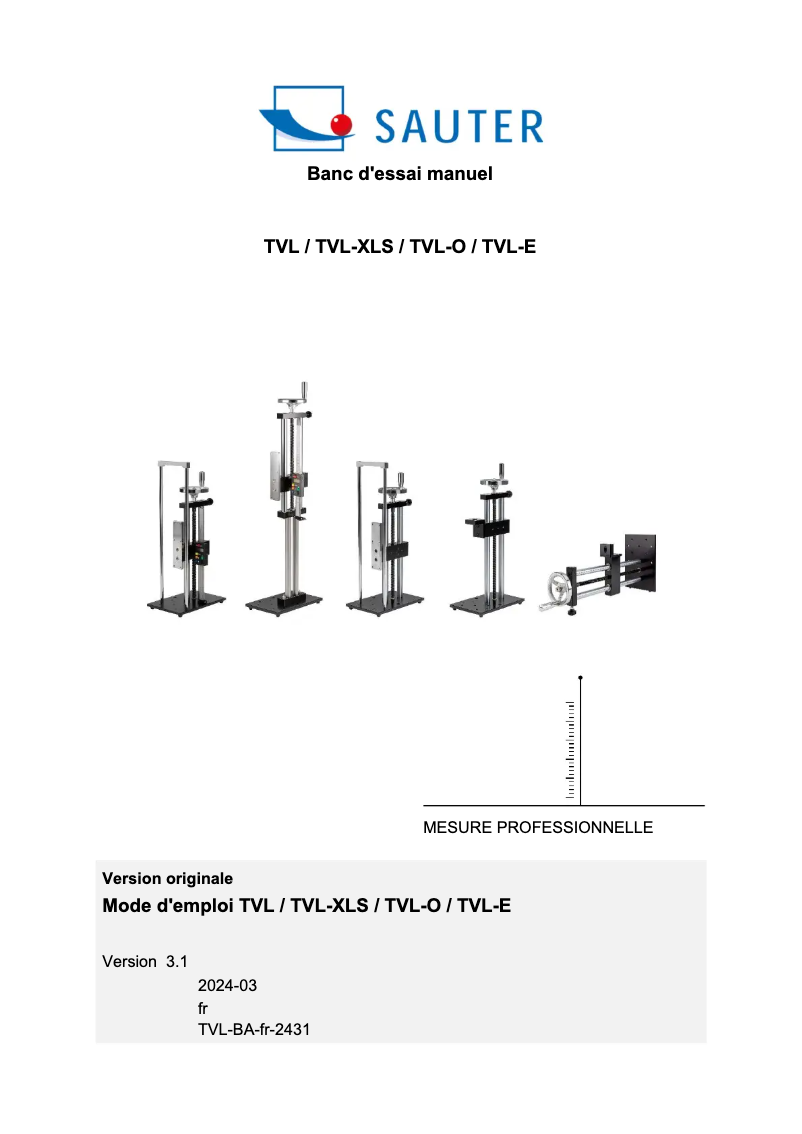 Page 1 de la notice Manuel utilisateur Sauter TVL-XL