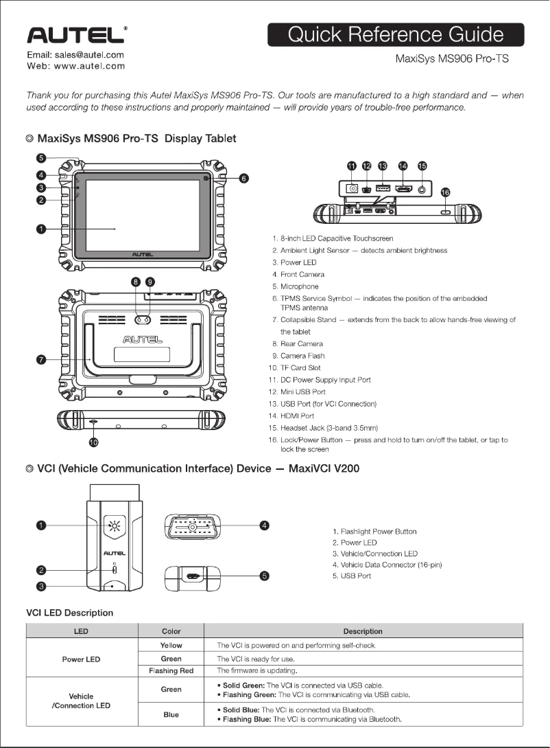 Page 1 de la notice Guide de démarrage rapide Autel MaxiSYS MS906 Pro