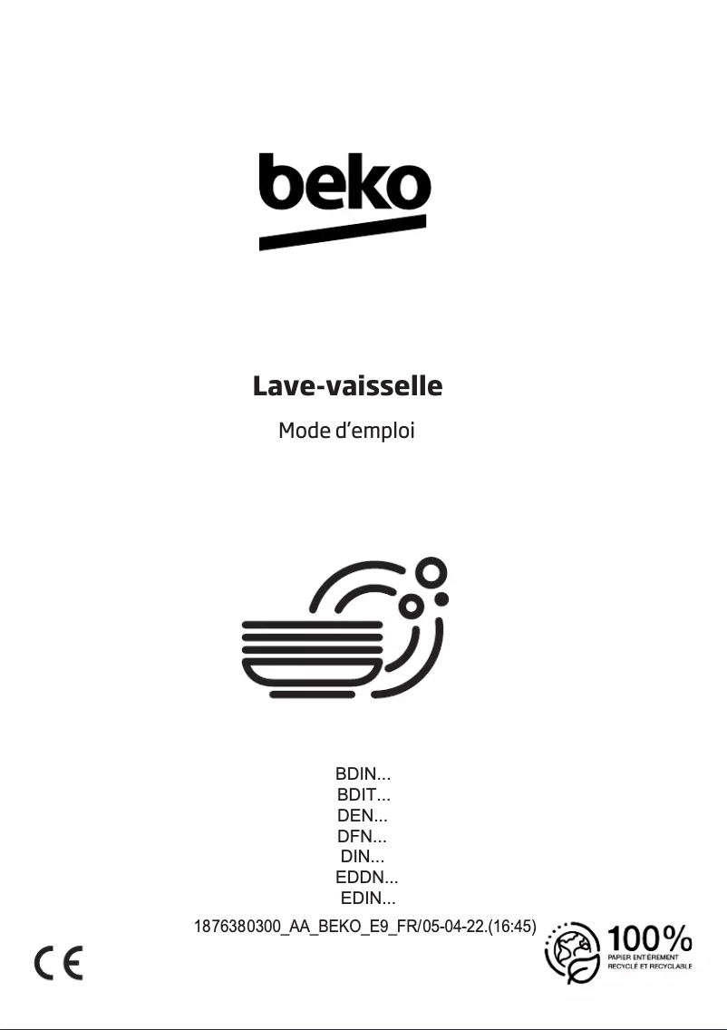 Page 1 de la notice Manuel utilisateur Beko BDIN38647C