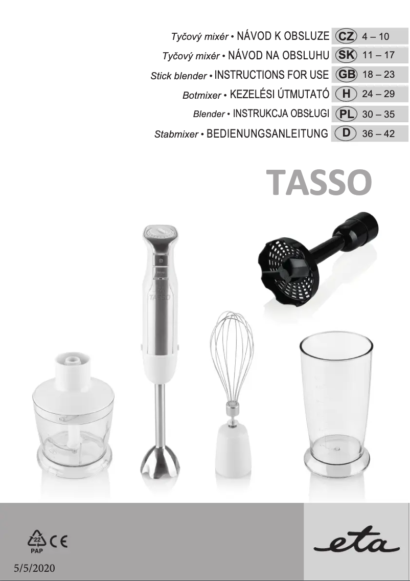 Page 1 de la notice Manuel utilisateur Eta Tasso 1056 9000