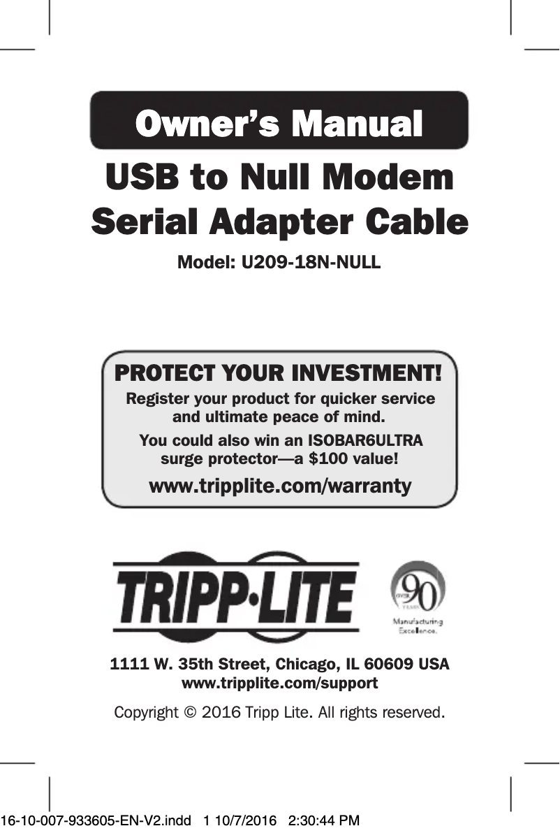 Page n°1 - Manuel utilisateur Tripp Lite U209-18N-NULL