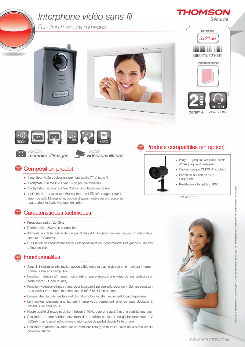 Page n°1 - Fiche technique Thomson 512166