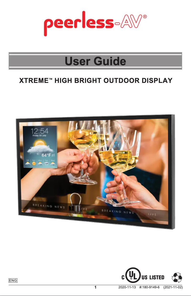 Page 1 de la notice Manuel utilisateur Peerless-AV Xtreme XHB553-EUK