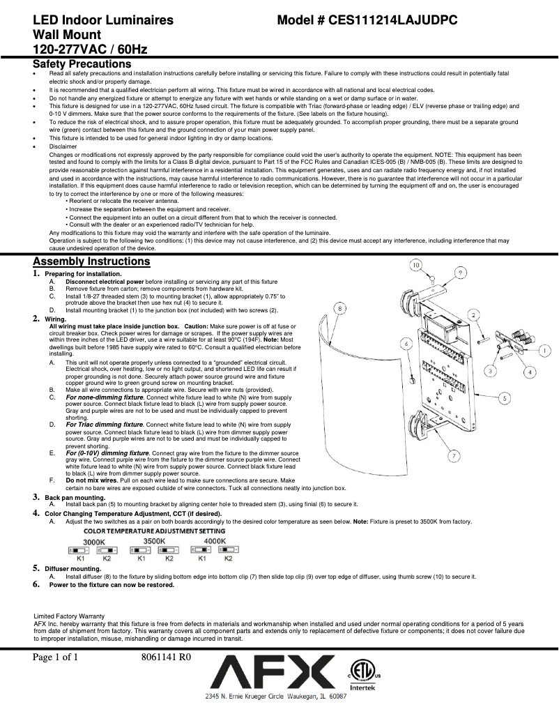 Página 1 del manual Manual de usuario AFX Century CES111214LAJUDPC