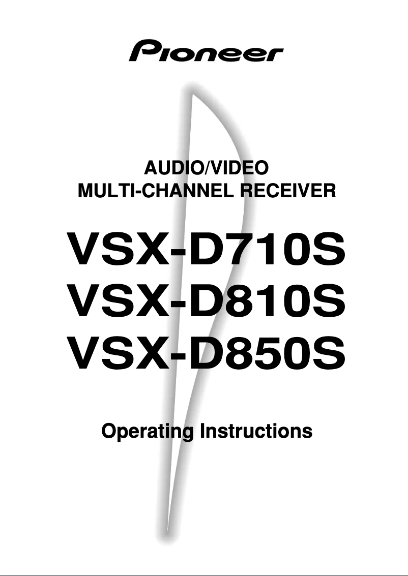 Page n°1 - Manuel utilisateur Pioneer VSX-D850S