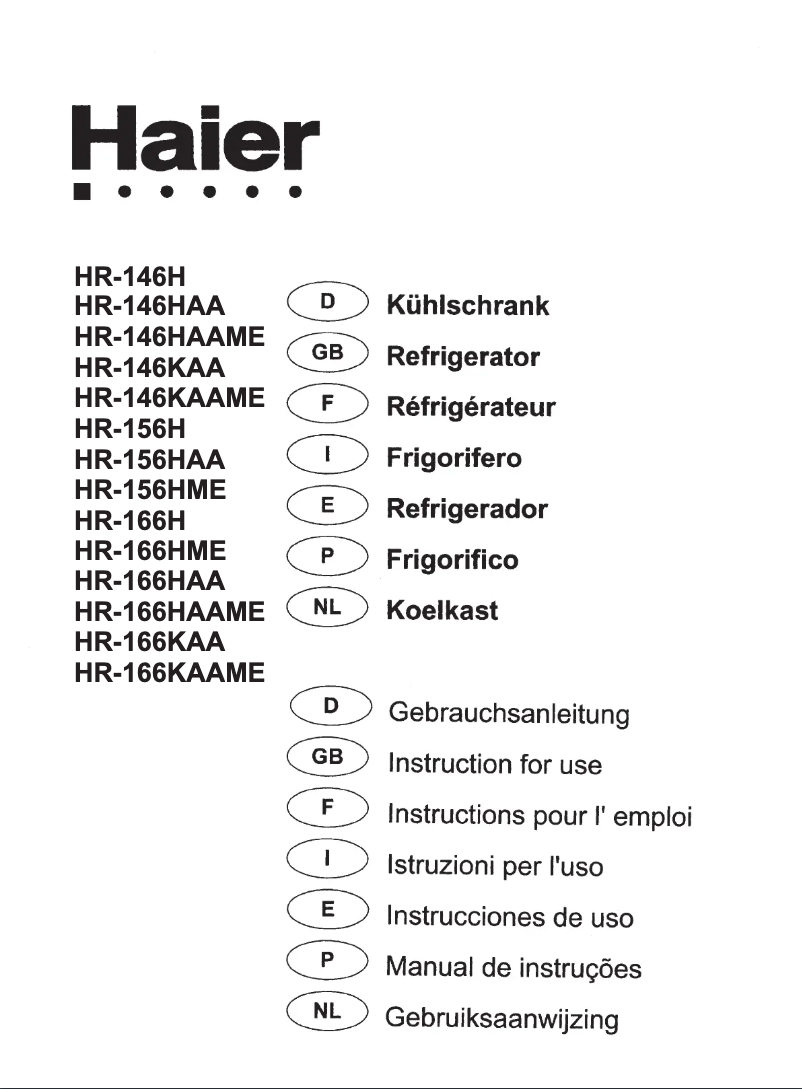Page n°1 - Manuel utilisateur Haier HR-146KAA