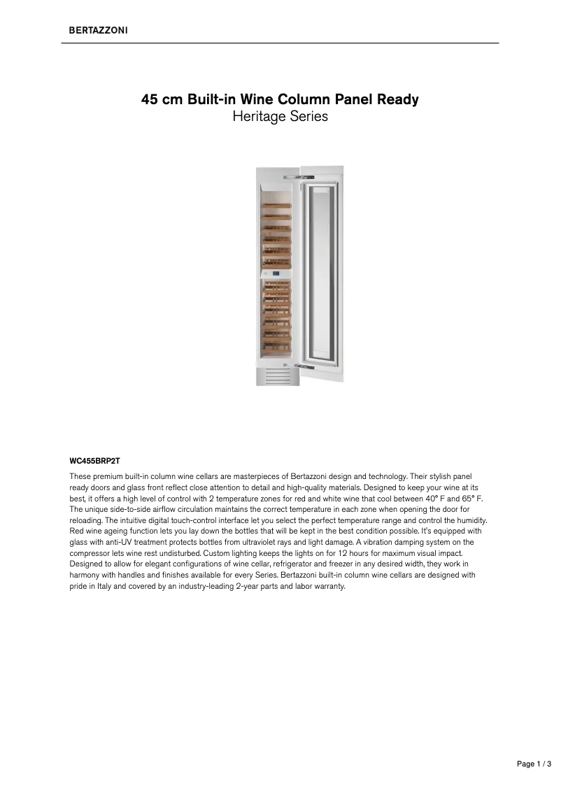 Image de la première page du manuel de l'appareil WC455BRP2T