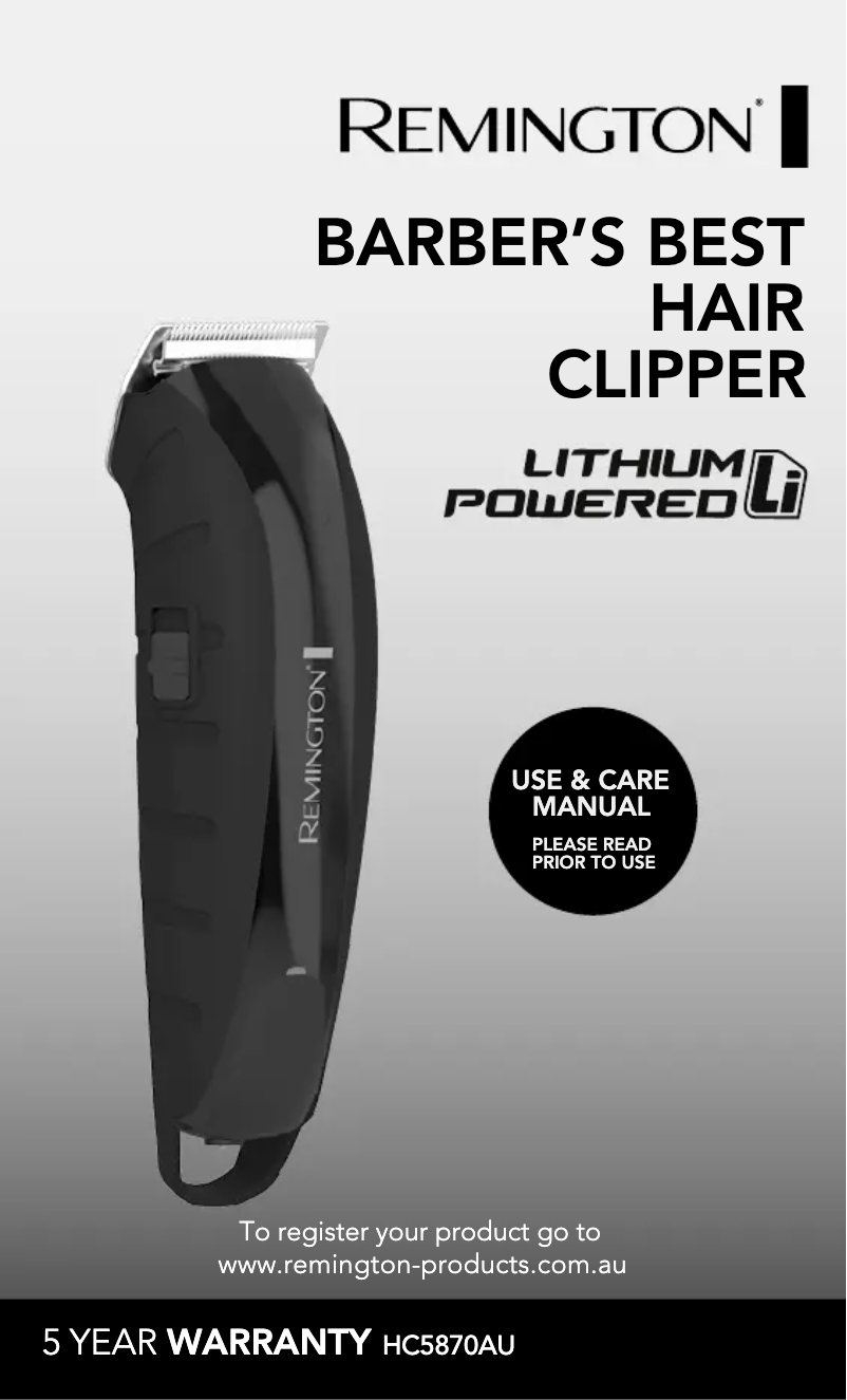 Page 1 de la notice Manuel utilisateur Remington Barber's Best HC5870AU