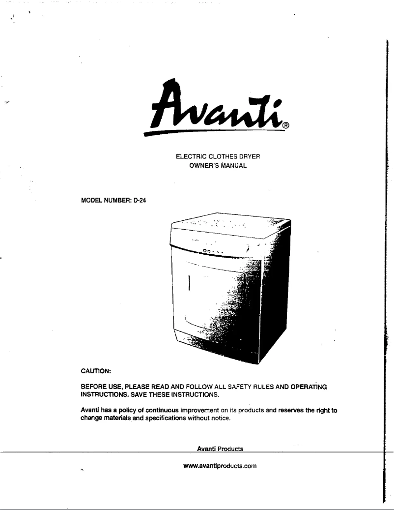 Page n°1 - Manuel utilisateur Avanti D-24