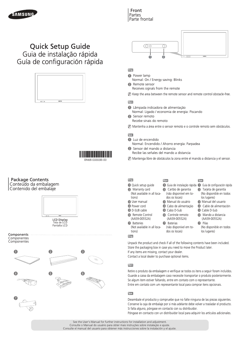Page 1 de la notice Guide d'installation Samsung SyncMaster 320BX