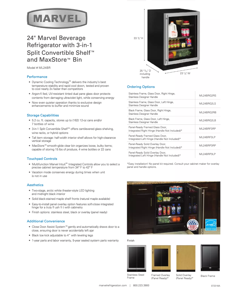 Page 1 de la notice Fiche technique Marvel ML24BRP3LP