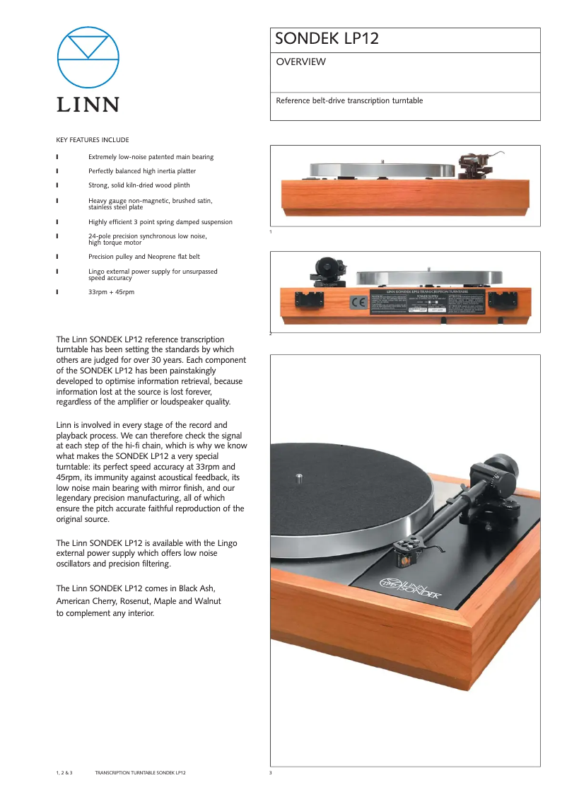 Página 1 del manual Ficha técnica Linn Selekt LP12