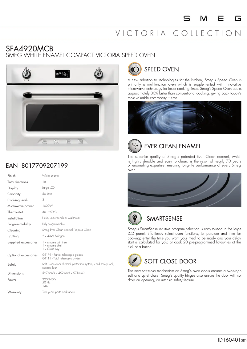 Page n°1 - Fiche technique Smeg SFA4920MCB