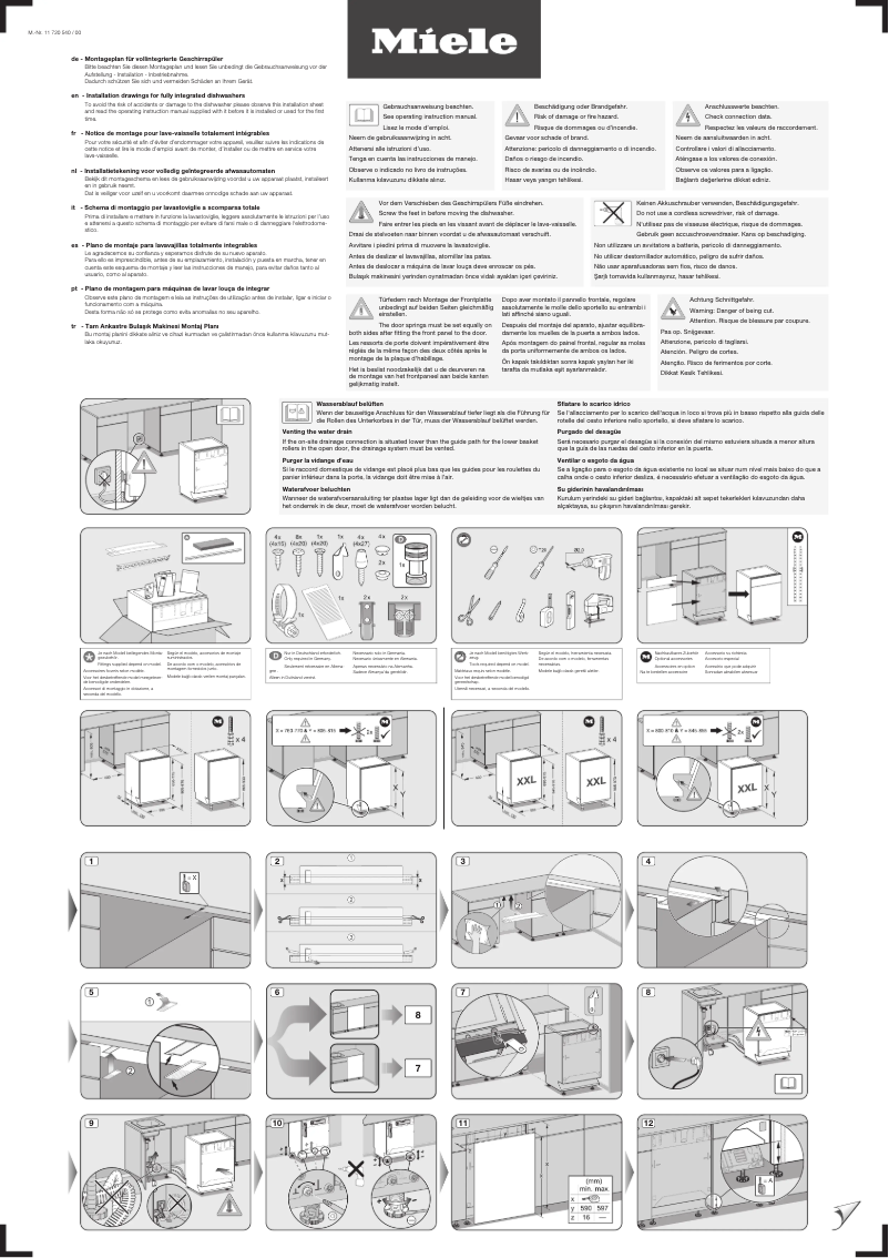 Page 1 de la notice Instructions / montage Miele G 7975 SCVi XXL AutoDos