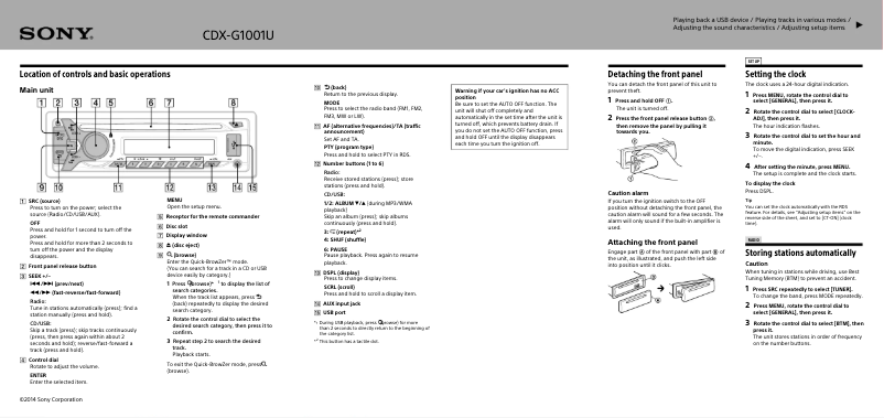 Image de la première page du manuel de l'appareil CDX-G1001U