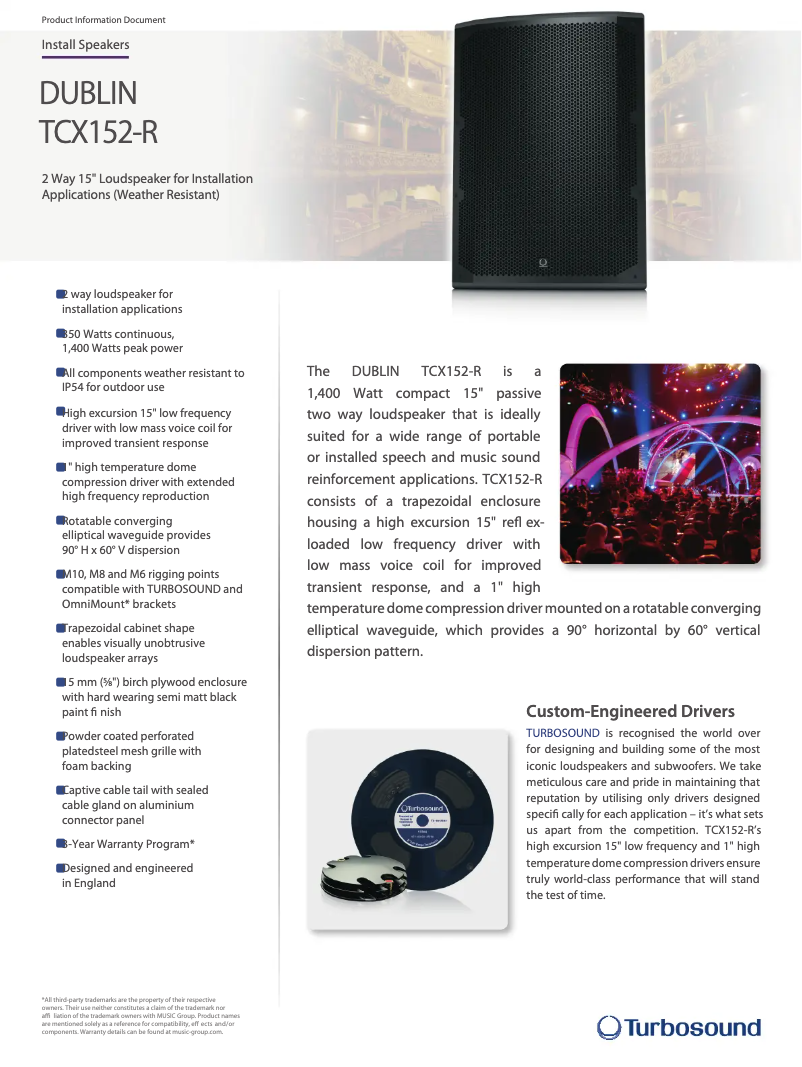 Página 1 del manual Ficha técnica Turbosound TCX152-R