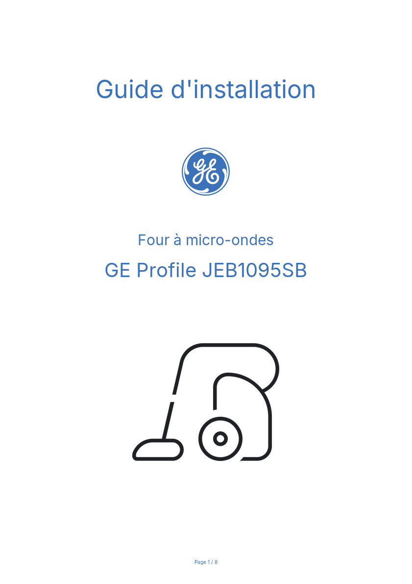 Image de la première page du manuel de l'appareil Profile JEB1095SB