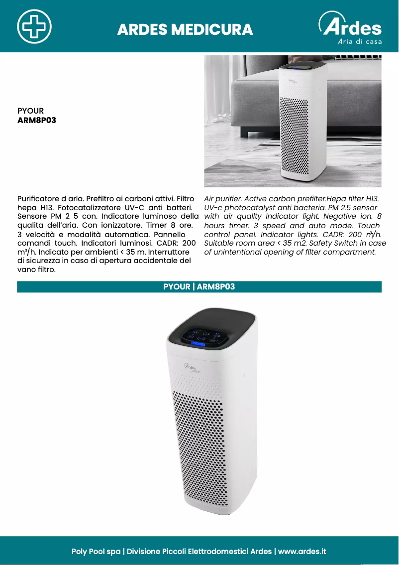 Page n°1 - Fiche technique Ardes ARM8P03