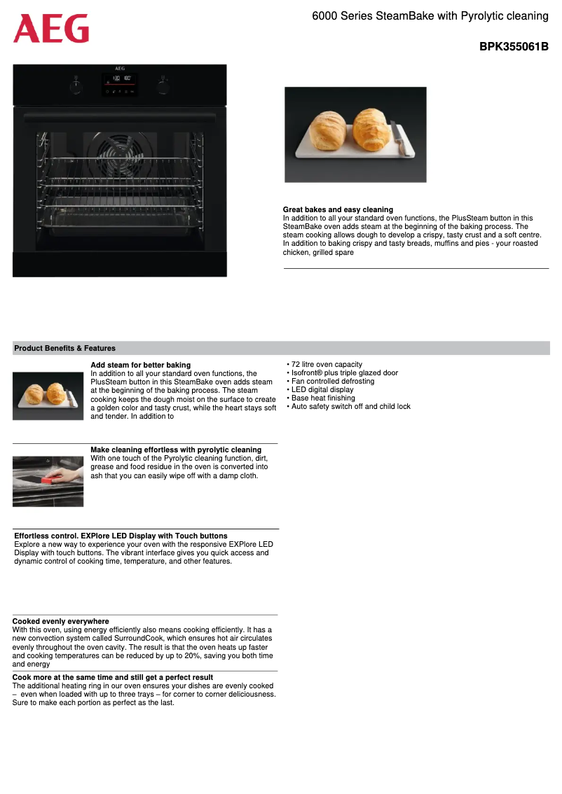 Página 1 del manual Ficha técnica AEG BPK355061B