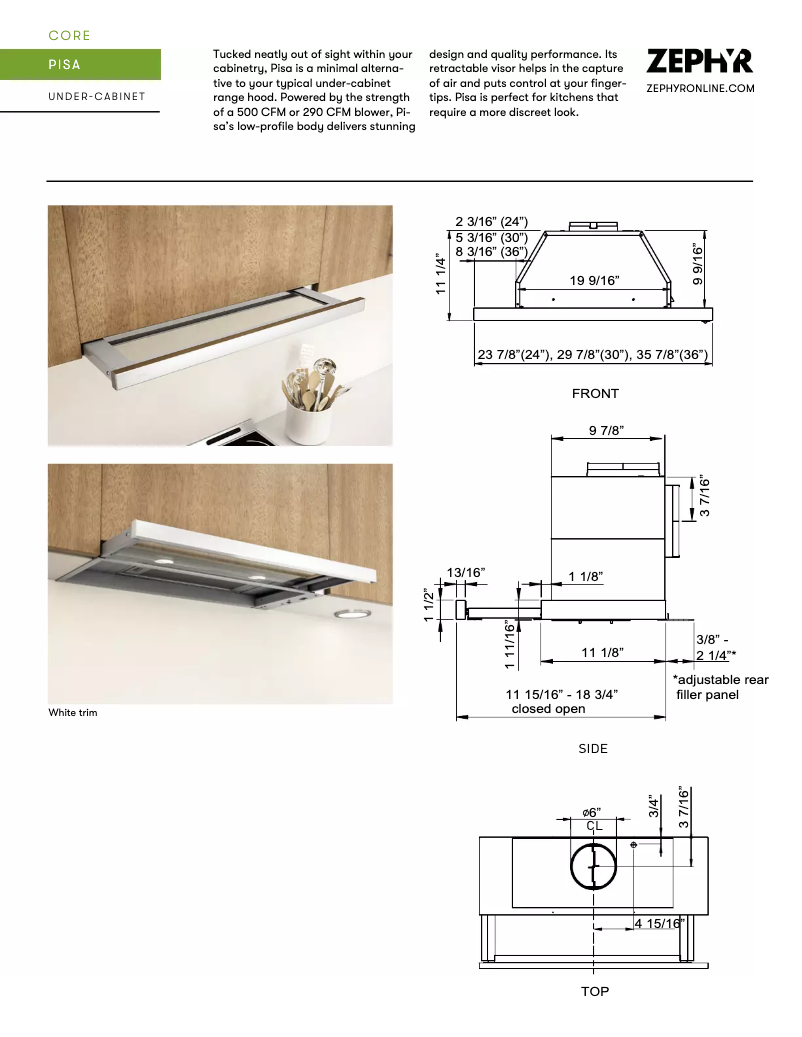Page n°1 - Fiche technique Zephyr ZPIE24AW