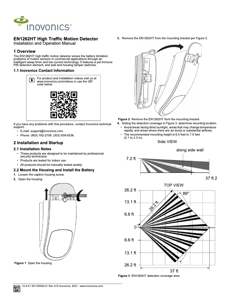 Page n°1 - Manuel utilisateur Inovonics EN1262HT