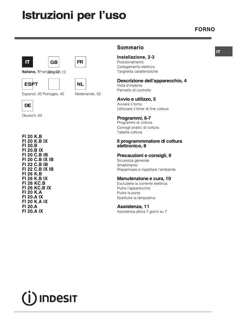 Image de la première page du manuel de l'appareil FL20 A IX