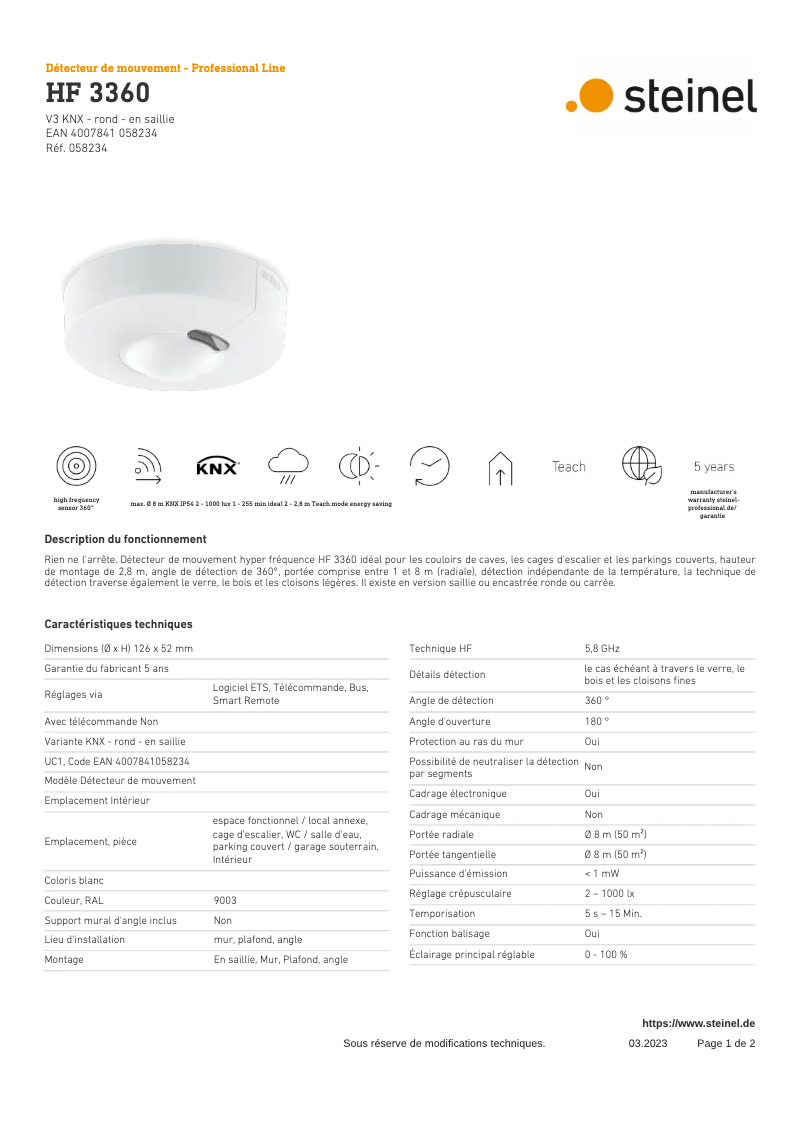 Image de la première page du manuel de l'appareil HF 3360 KNX