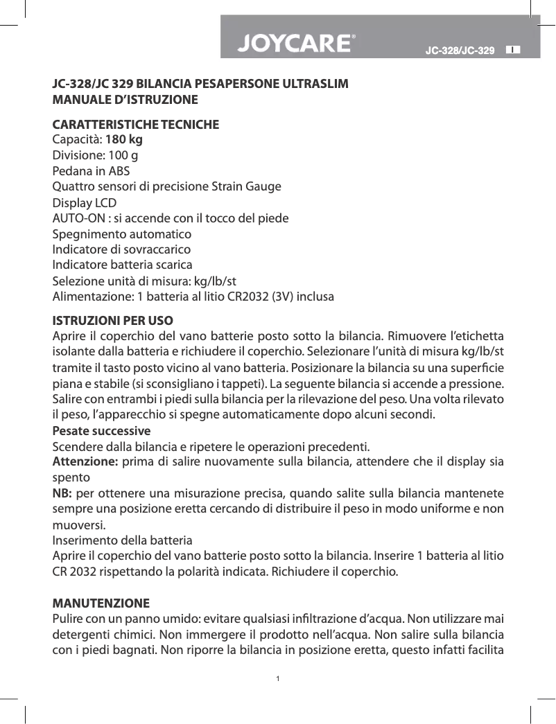 Image de la première page du manuel de l'appareil JC-329