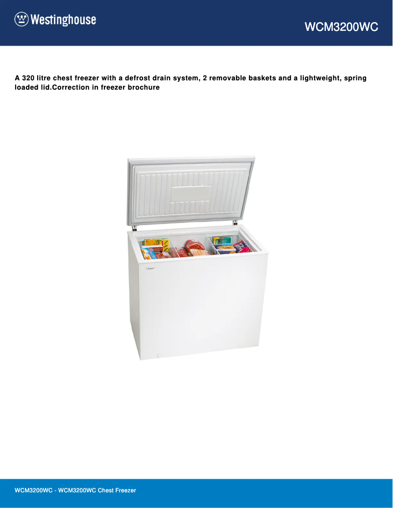 Page n°1 - Fiche technique Westinghouse WCM3200WC