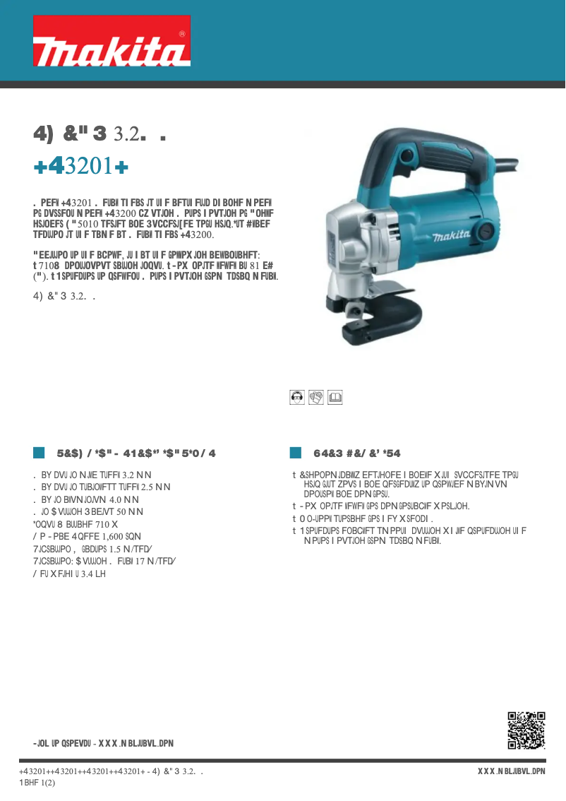 Page 1 de la notice Fiche technique Makita JS3201J