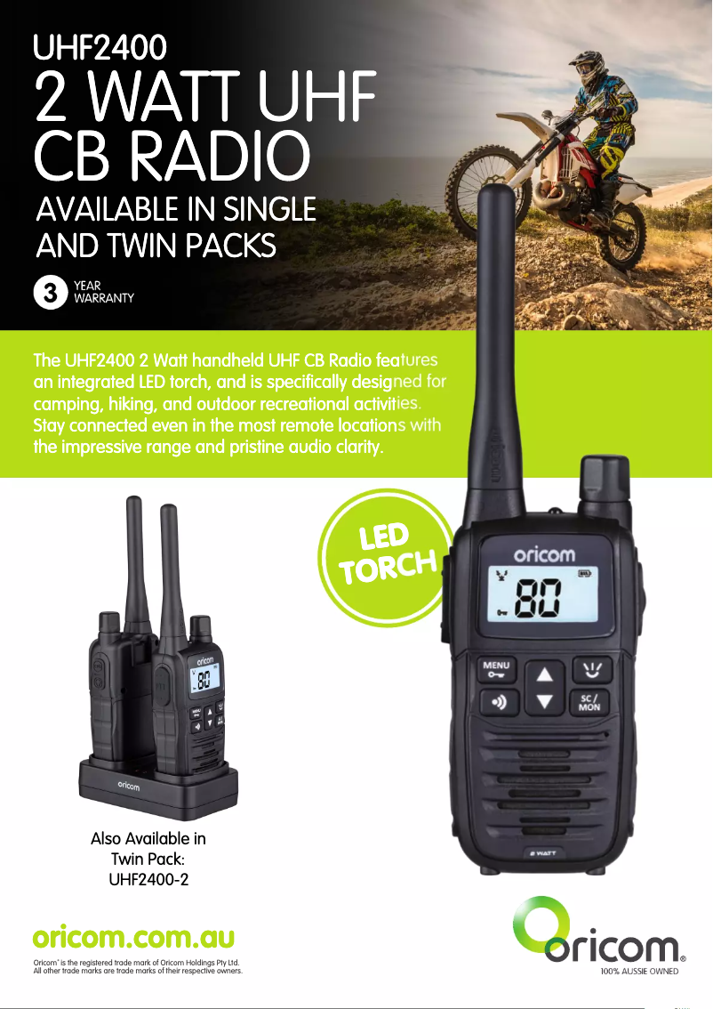 Page 1 de la notice Fiche technique Oricom UHF2400