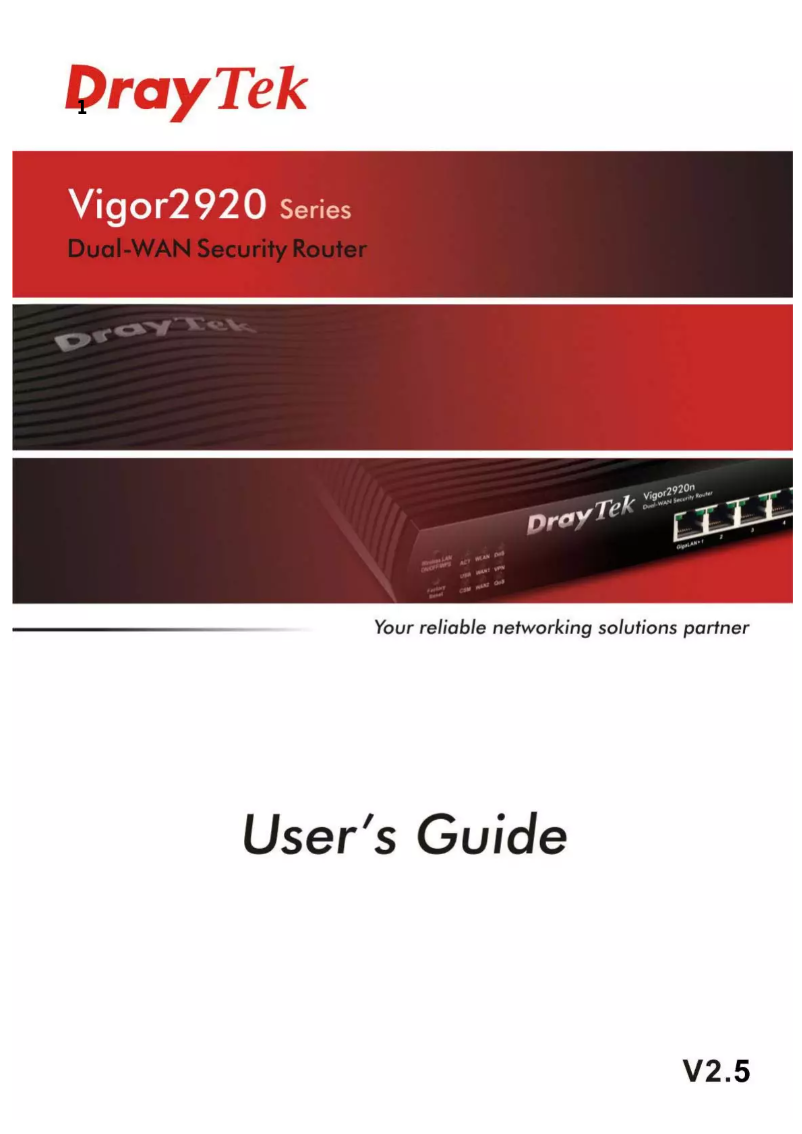 Page n°1 - Manuel utilisateur Draytek Vigor 2920Vn