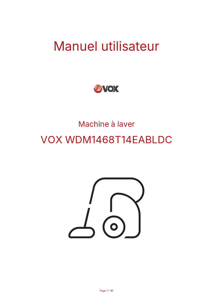 Page n°1 - Manuel utilisateur VOX WDM1468T14EABLDC