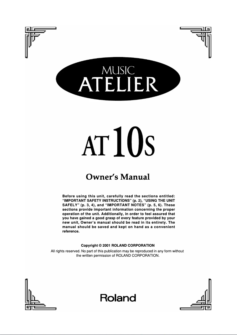 Page 1 de la notice Manuel utilisateur Roland AT-10S
