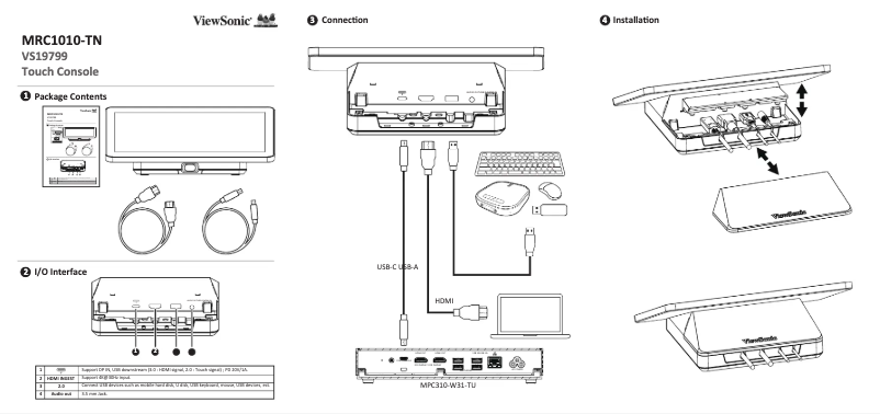 Página 1 del manual Guía de inicio rápido Viewsonic MRC1010-TN