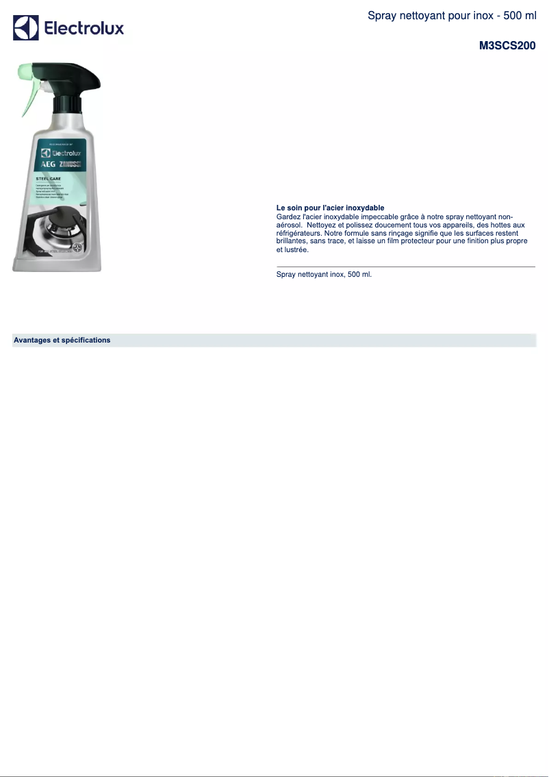 Página 1 del manual Ficha técnica AEG M3SCS200