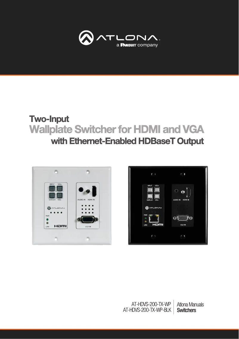 Page 1 de la notice Manuel utilisateur Atlona AT-HDVS-200-TX-WP