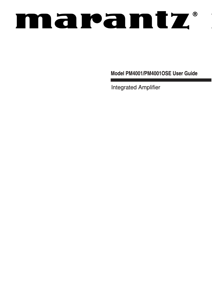 Page n°1 - Manuel utilisateur Marantz PM4001
