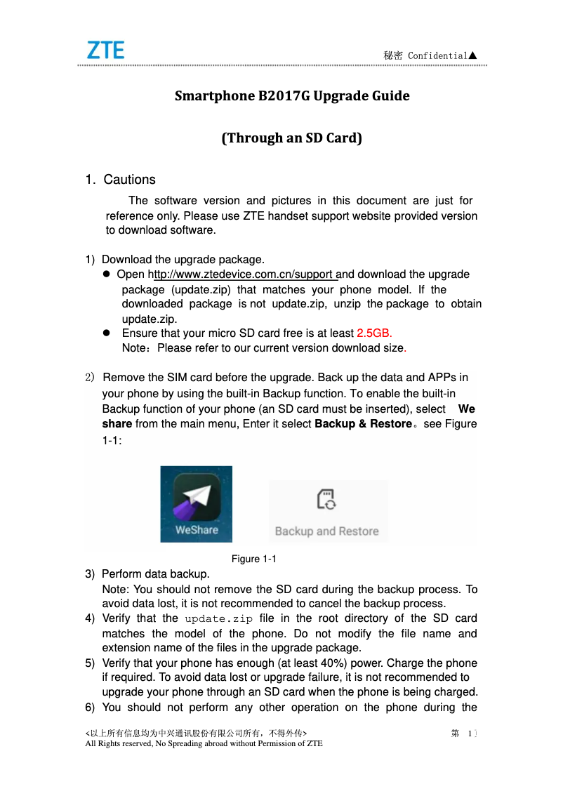 Page 1 de la notice Manuel utilisateur ZTE Axon 7 Mini