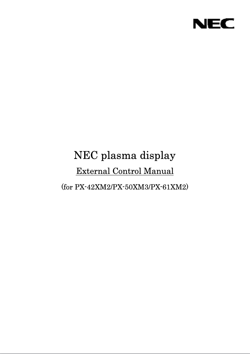 Página 1 del manual Manual de usuario NEC PlasmaSync 50XM3