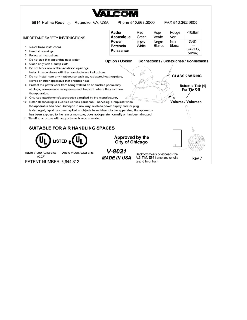 Página 1 del manual Manual de usuario Valcom V-9021