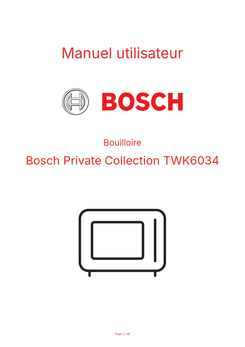 Image de la première page du manuel de l'appareil Private Collection TWK6034