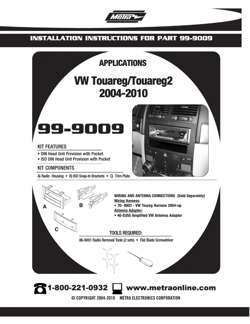 Page n°1 - Manuel utilisateur Metra 99-9009
