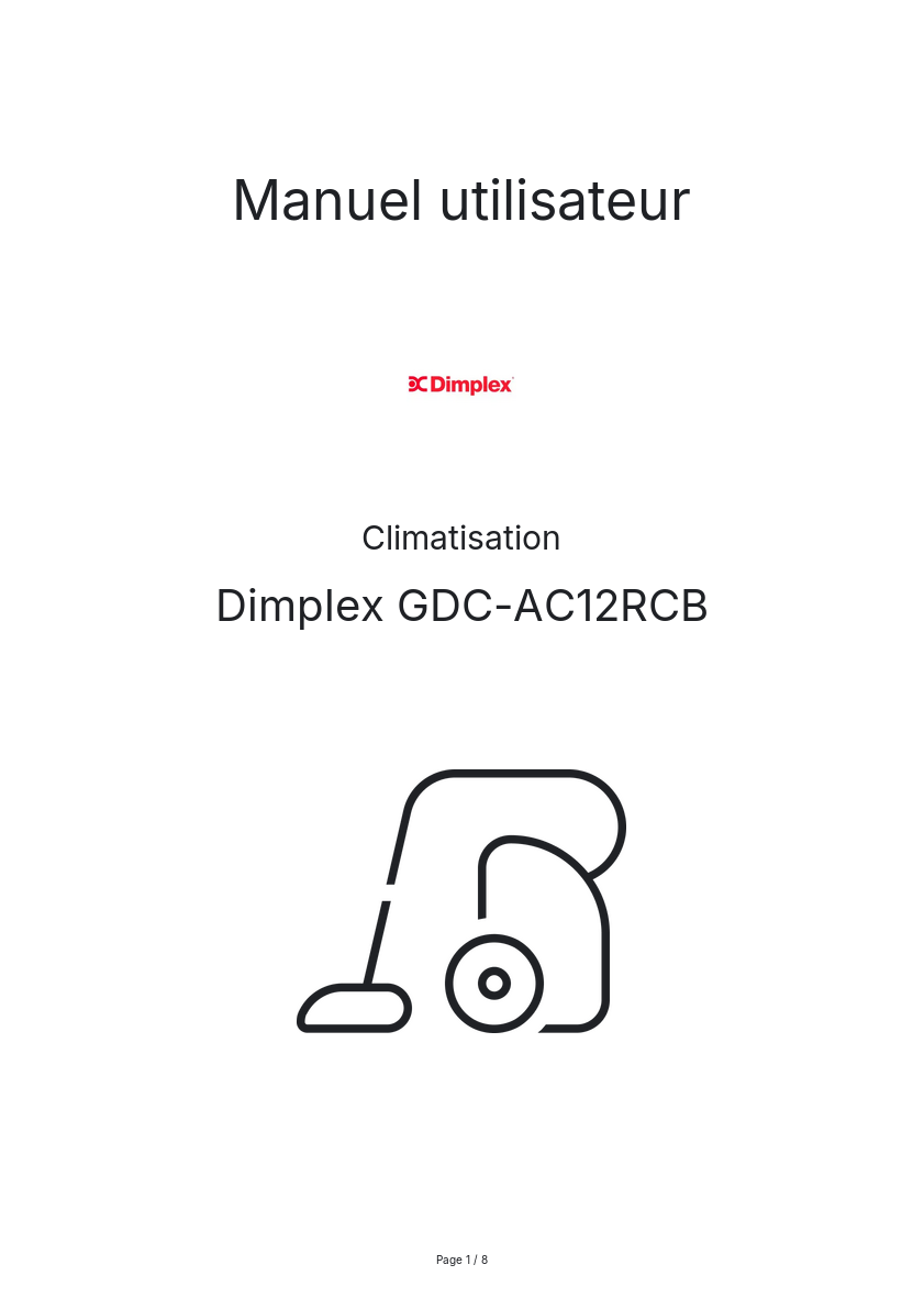 Page n°1 - Manuel utilisateur Dimplex GDC-AC12RCB
