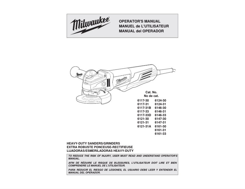 Page n°1 - Manuel d'utilisation et d'entretien Milwaukee 6146-31