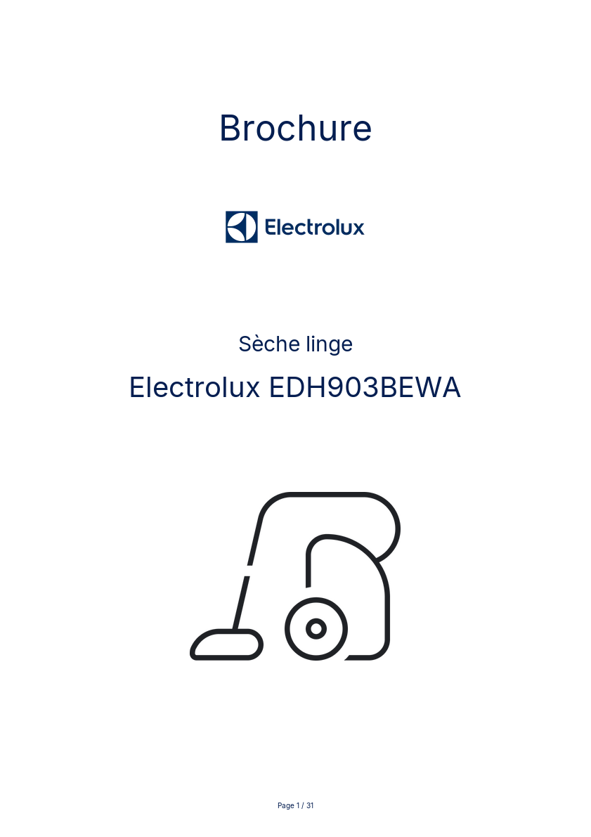 Image de la première page du manuel de l'appareil EDH903BEWA