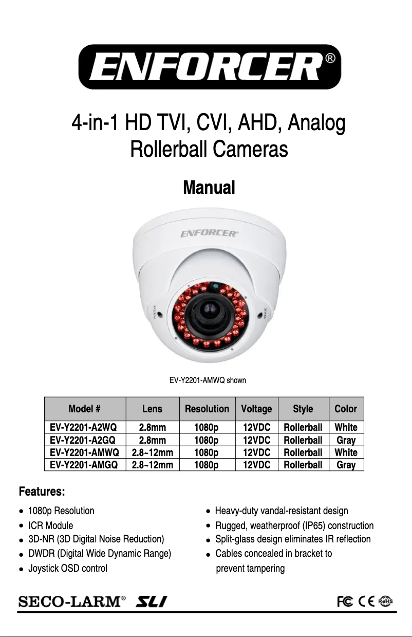 Page n°1 - Manuel utilisateur Seco-Larm Enforcer EV-Y2201-AMWQ