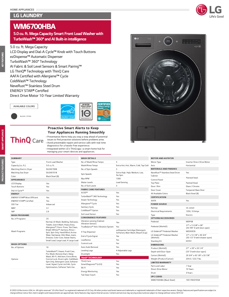 Image de la première page du manuel de l'appareil WM6700HBA